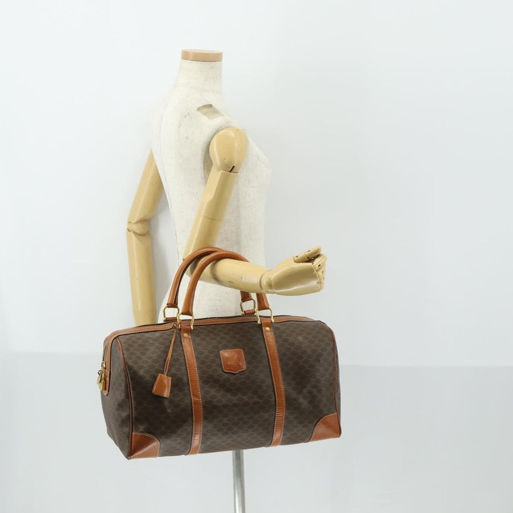 Celine Vintage Duffle Bag Canvas And Leather Brown Canvas Travel Bag Bag