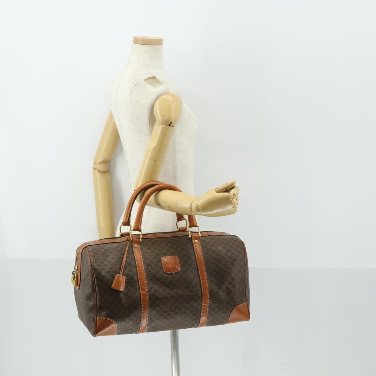 Celine Vintage Duffle Bag Canvas And Leather Brown Canvas Travel Bag Bag