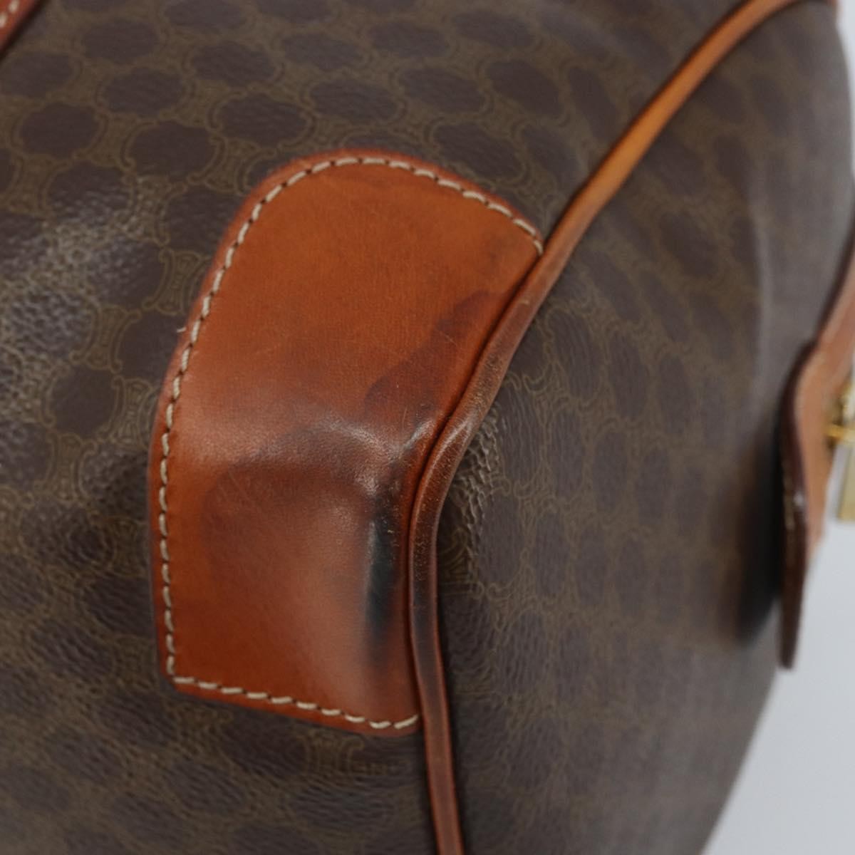Celine Vintage Duffle Bag Canvas And Leather Brown Canvas Travel Bag Bag