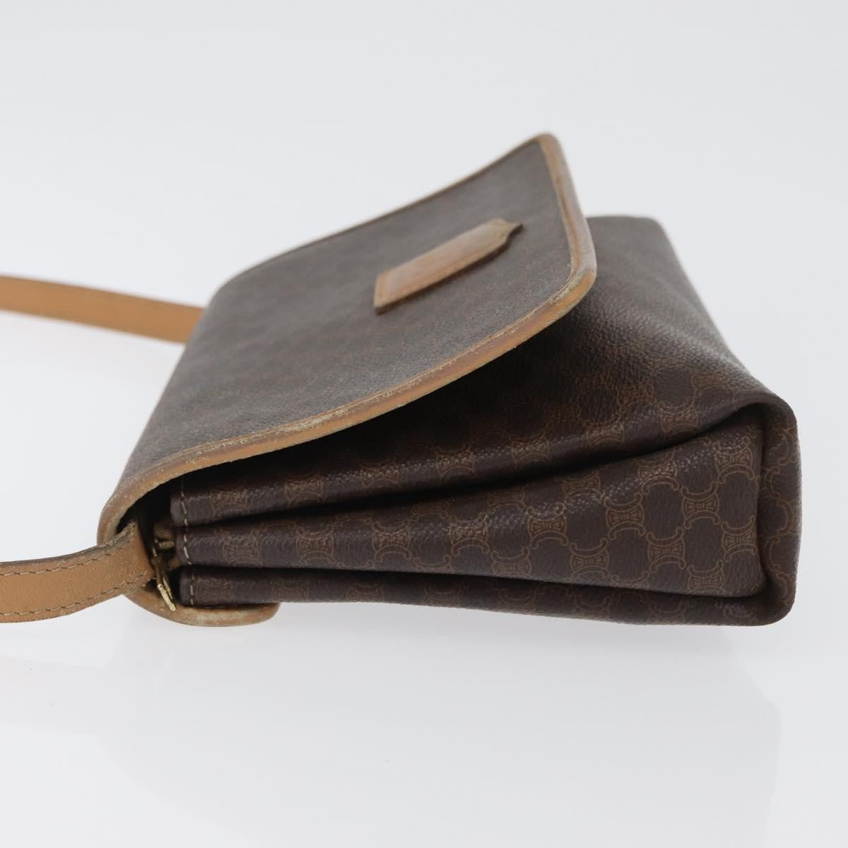 Celine Vintage Macadam Shoulder Bag Canvas And Leather Brown Canvas Shoulder Bag Bag