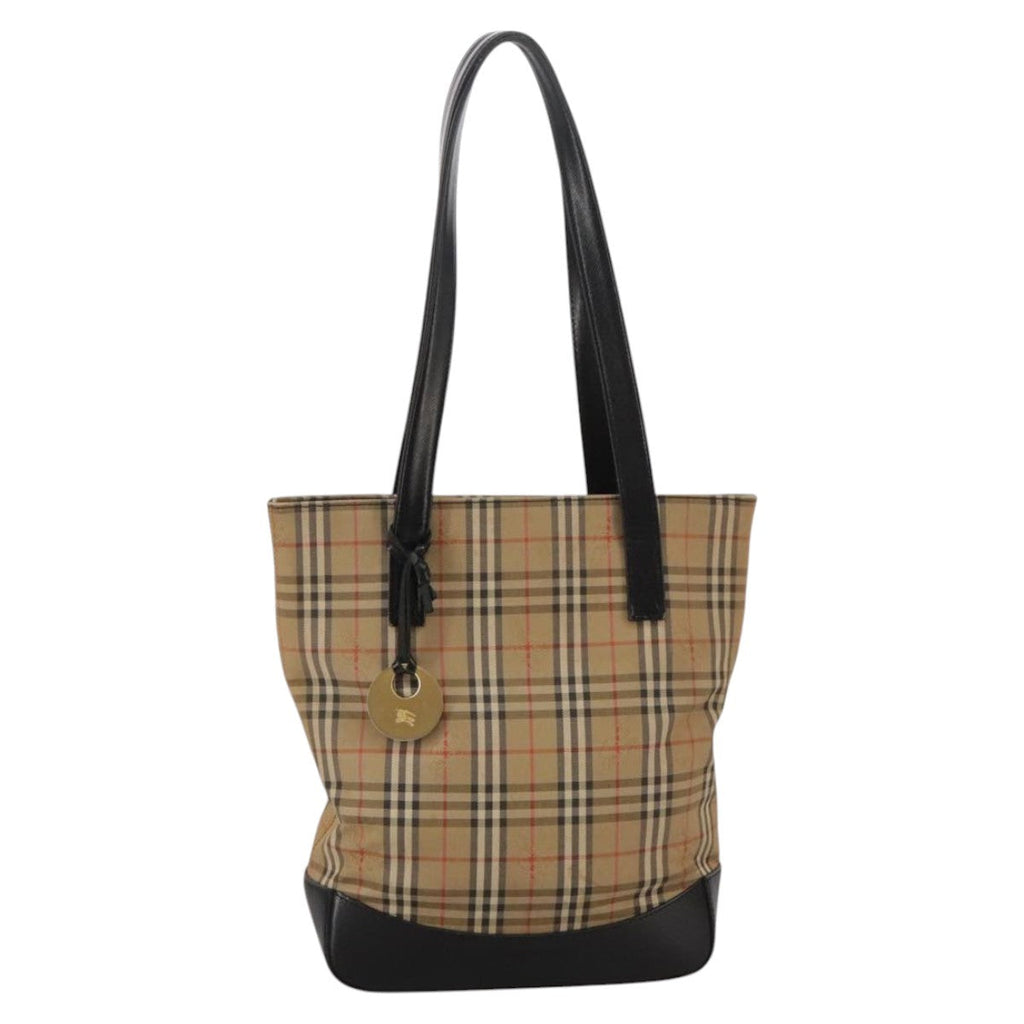 Burberry Nova Check Tote Canvas And Leather Beige Canvas Tote Bag