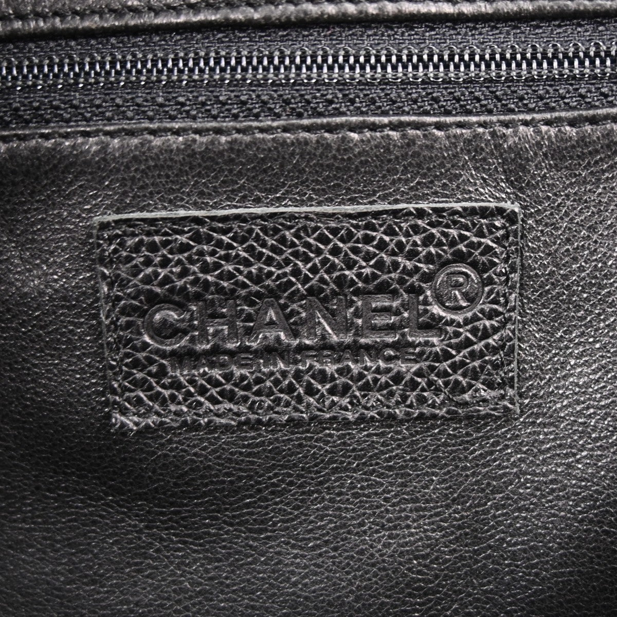 Chanel Embossed Logo Bowler Bag Quilted Caviar Black Leather Travel Bag Bag