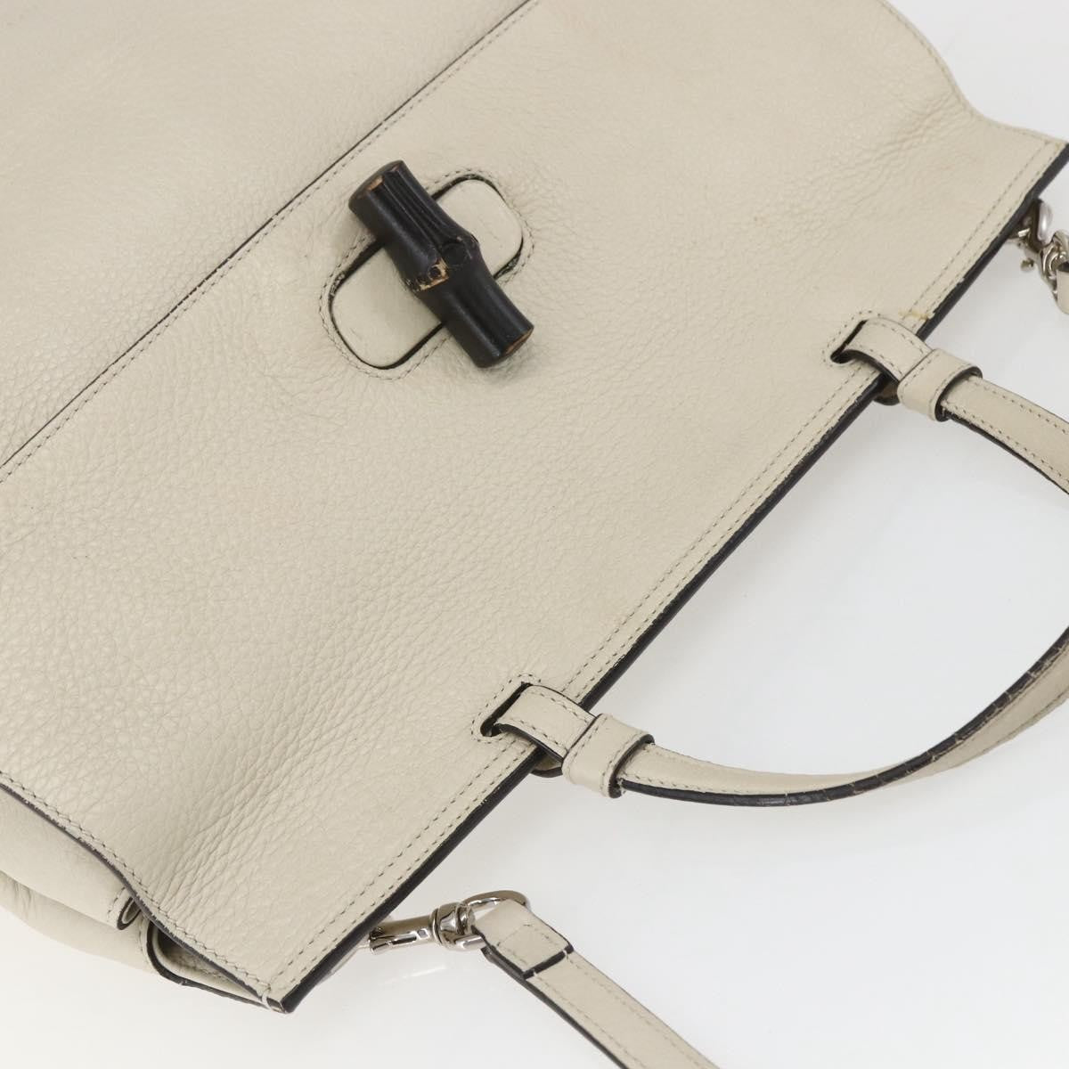 Gucci Bamboo Daily Top Handle Bag Leather White Leather Handbag (Pre-Owned)