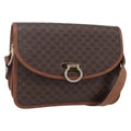 Celine Flap Shoulder Bag Canvas Brown Canvas Shoulder Bag Bag