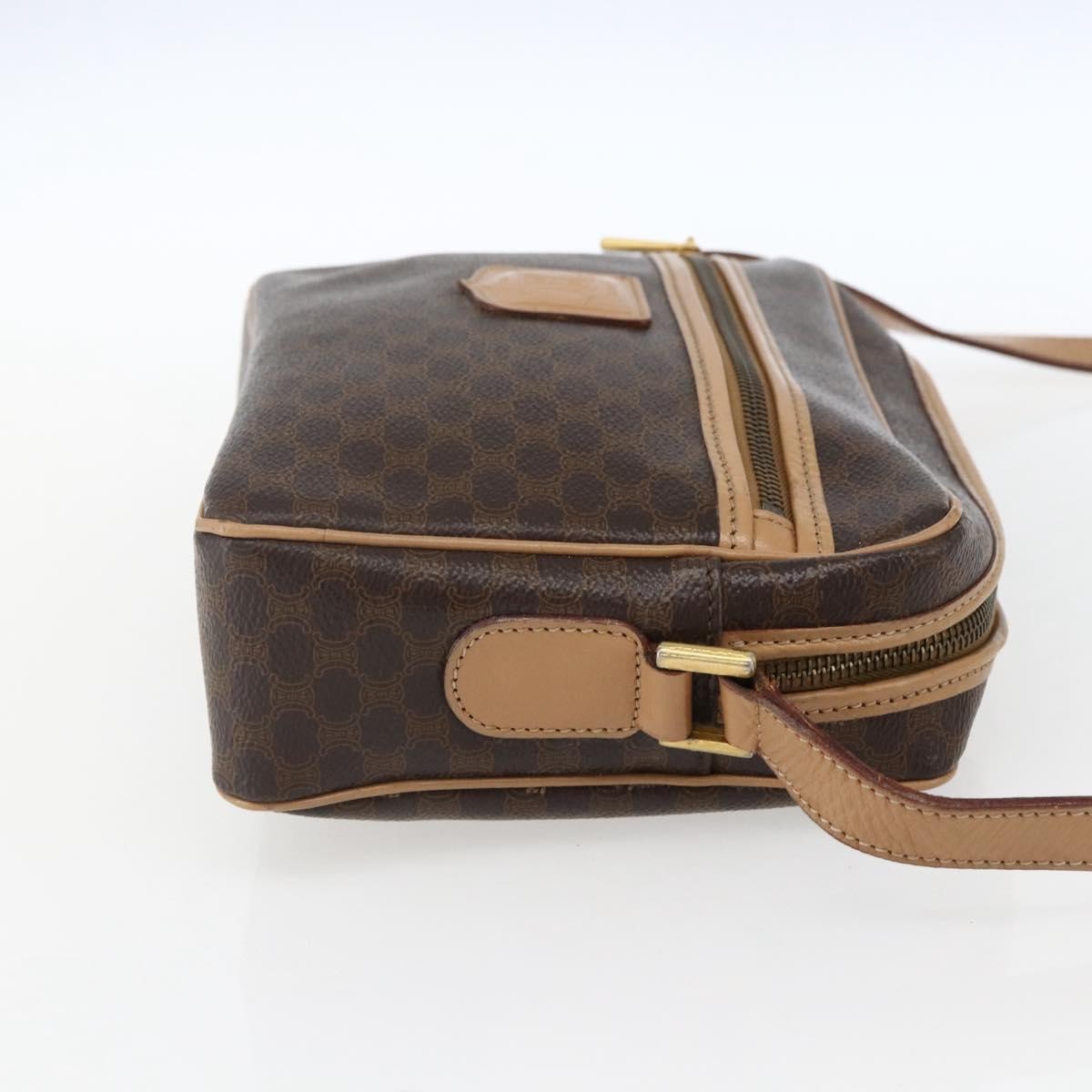 Celine Vintage Macadam Shoulder Bag Canvas And Leather Brown Canvas Shoulder Bag Bag