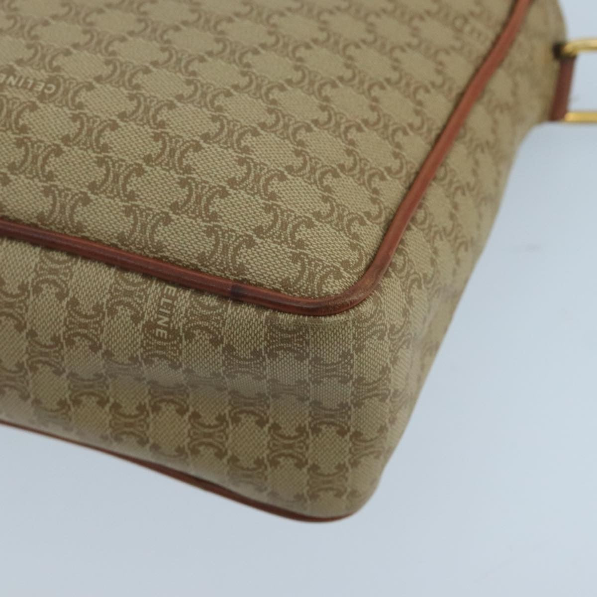 Celine Vintage Macadam Circle Logo Shoulder Bag Canvas And Leather Beige Canvas Shoulder Bag Bag