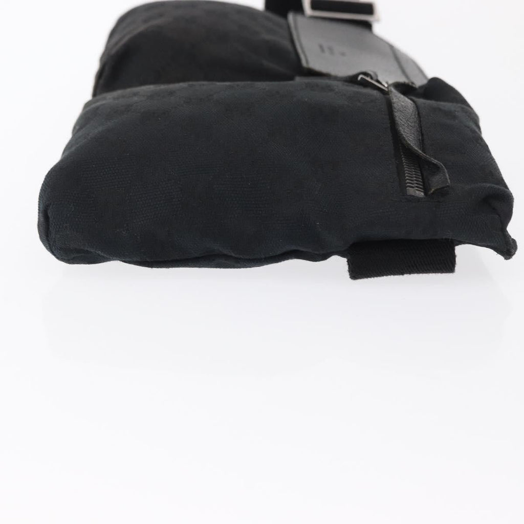 Gucci Vintage Double Belt Bag Gg Canvas With Leather Black Canvas Clutche & Pouche Bag (Pre-Owned)