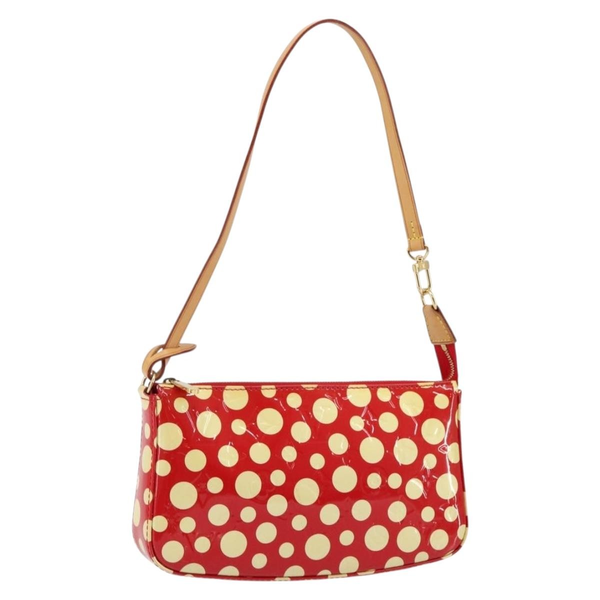 Louis Vuitton Pochette Accessoires Yayoi Kusama Painted Dots Monogram Vernis Red Patent_Leather Clutche & Pouche Bag