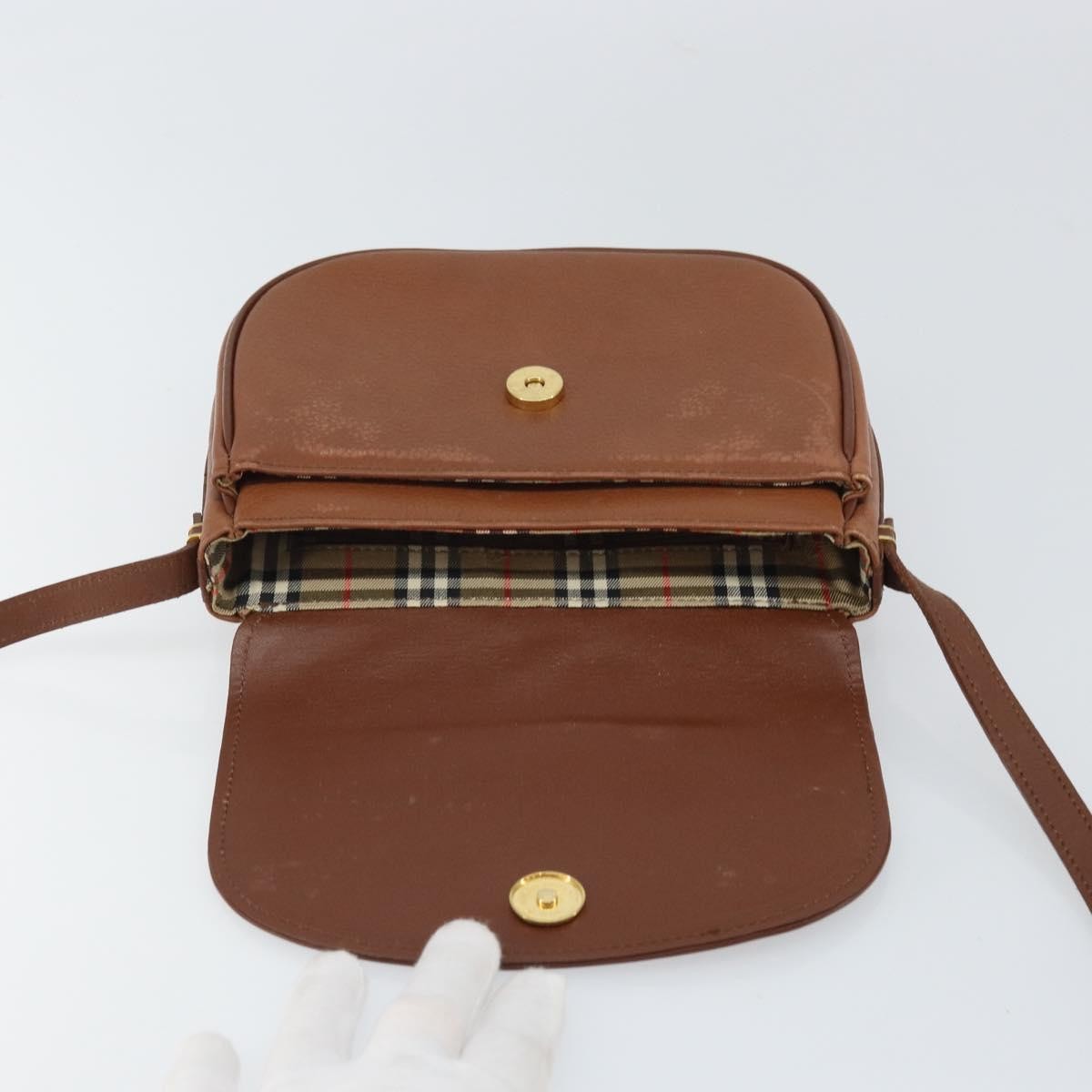 Burberry Vintage Flap Crossbody Bag Leather Brown Leather Shoulder Bag