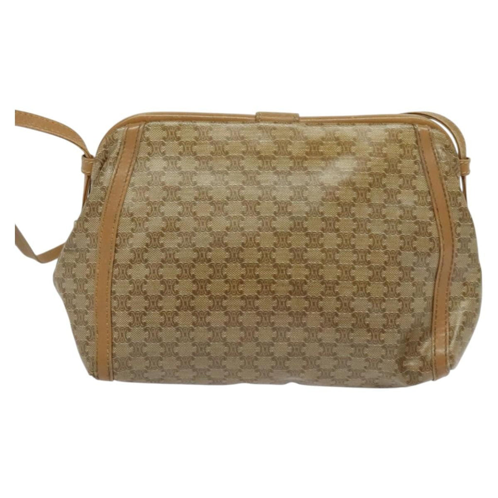Celine Macadam Shoulder Bag Pvc Leather Beige Pvc Bag