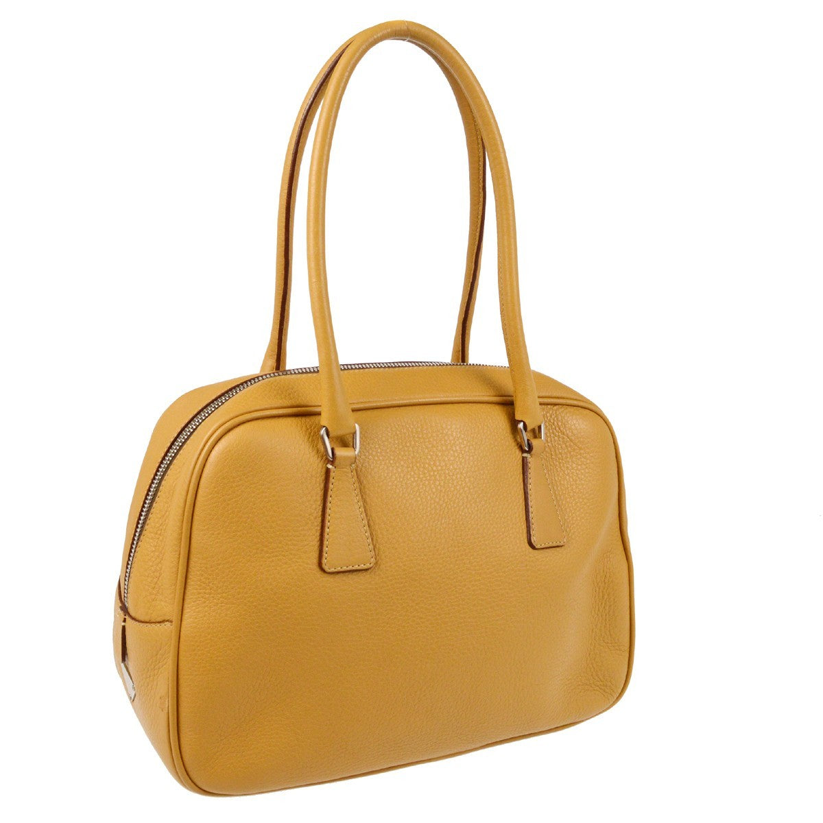 Prada Bowler Bag Saffiano Leather Beige Leather Handbag