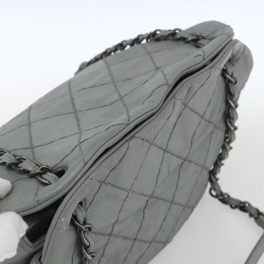 Chanel Just Mademoiselle Bag Quilted Leather Gray Leather Shoulder Bag Bag