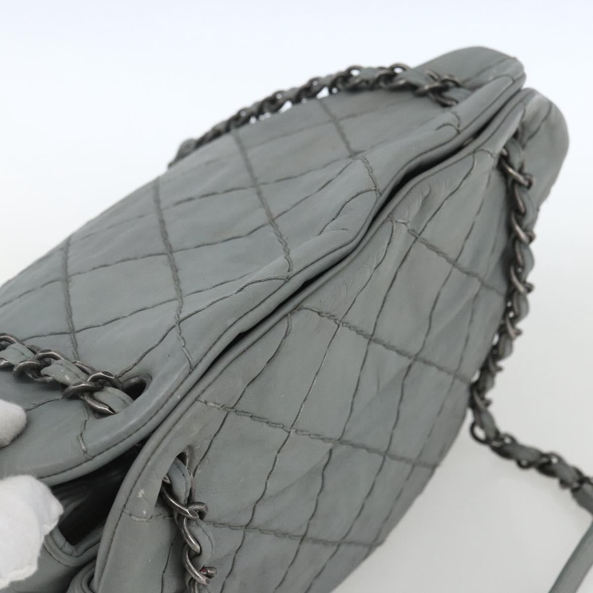 Chanel Just Mademoiselle Bag Quilted Leather Gray Leather Shoulder Bag Bag