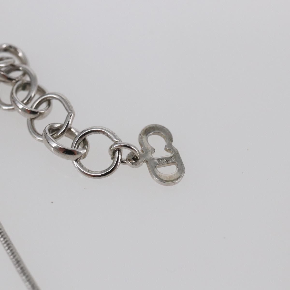Christian Dior Bow Cd Pendant Necklace Metal With Crystal Silver Metal Jewelry (Pre-Owned)