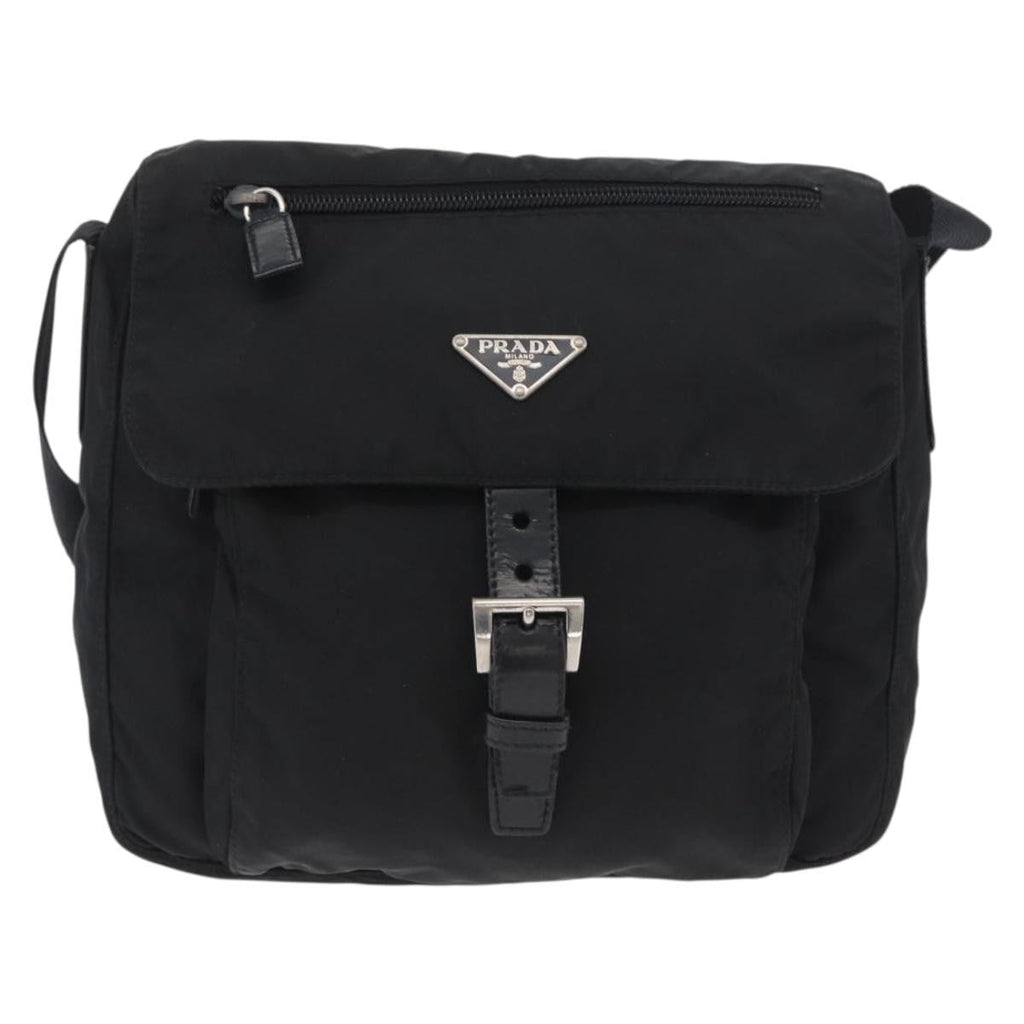 Prada Buckle Messenger Bag Tessuto Black Nylon Shoulder Bag Bag