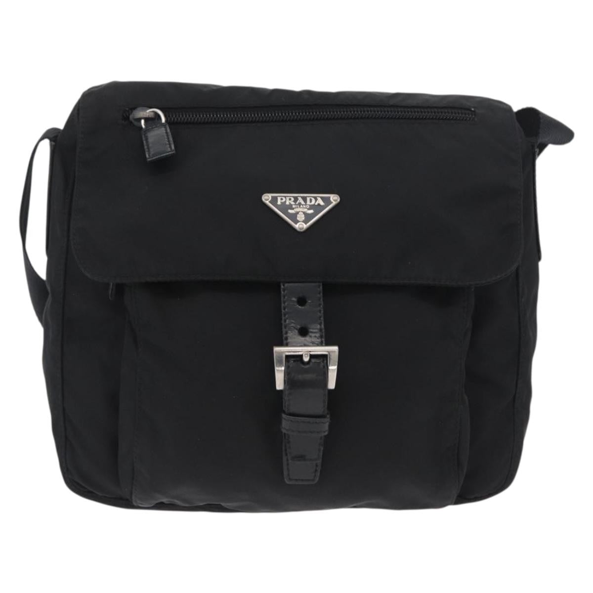 Prada Buckle Messenger Bag Tessuto Black Nylon Shoulder Bag Bag