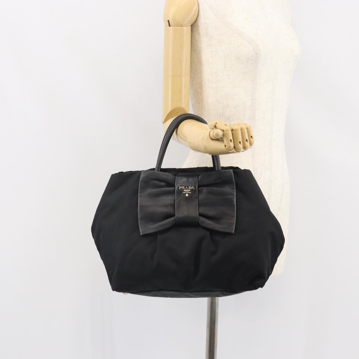 Prada Bow Tote Tessuto With Leather Black Nylon Tote Bag Bag