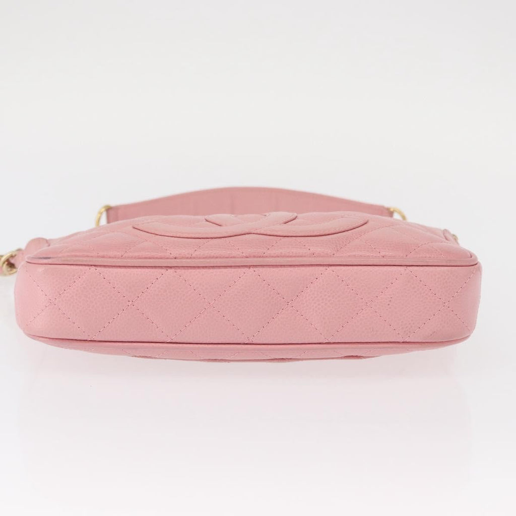 Chanel Timeless Cc Chain Shoulder Bag Quilted Caviar Pink Leather Shoulder Bag Bag