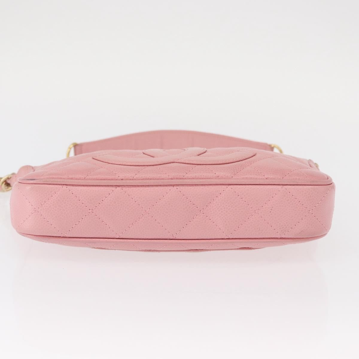 Chanel Timeless Cc Chain Shoulder Bag Quilted Caviar Pink Leather Shoulder Bag Bag