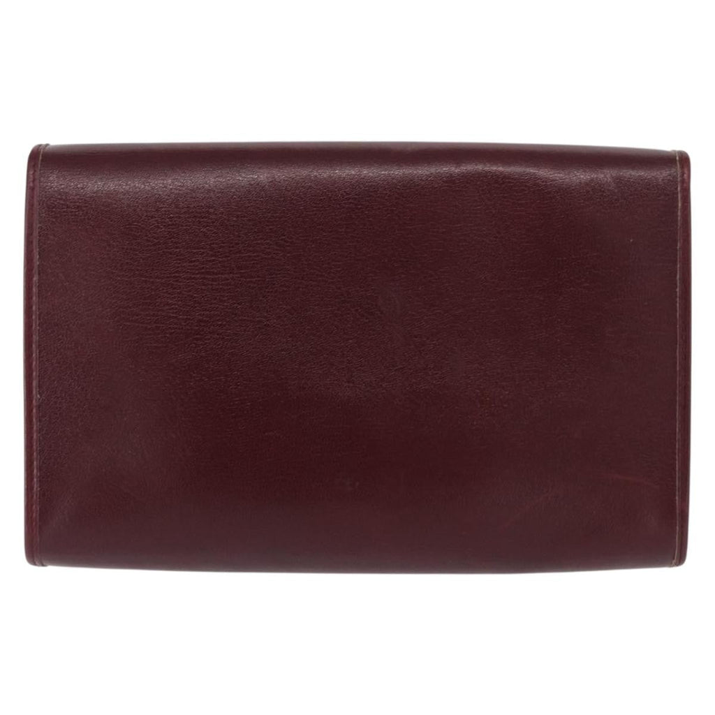 Christian Dior Vintage Chain Flap Shoulder Bag Leather Burgundy Leather Shoulder Bag Bag (Pre-Owned)