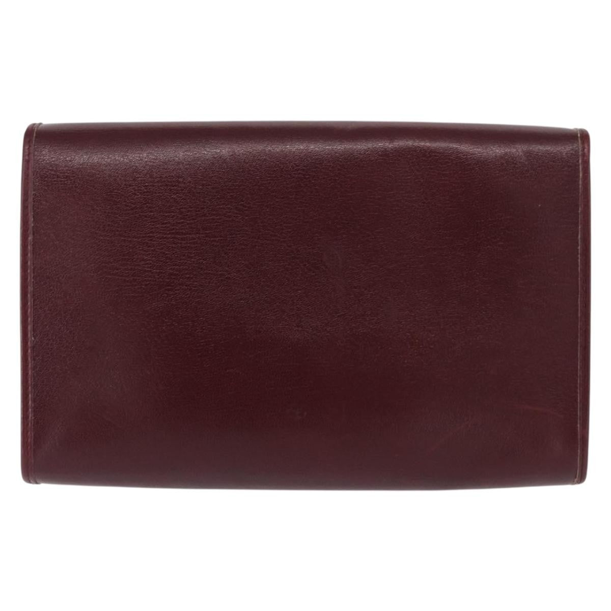 Christian Dior Vintage Chain Flap Shoulder Bag Leather Burgundy Leather Shoulder Bag Bag (Pre-Owned)