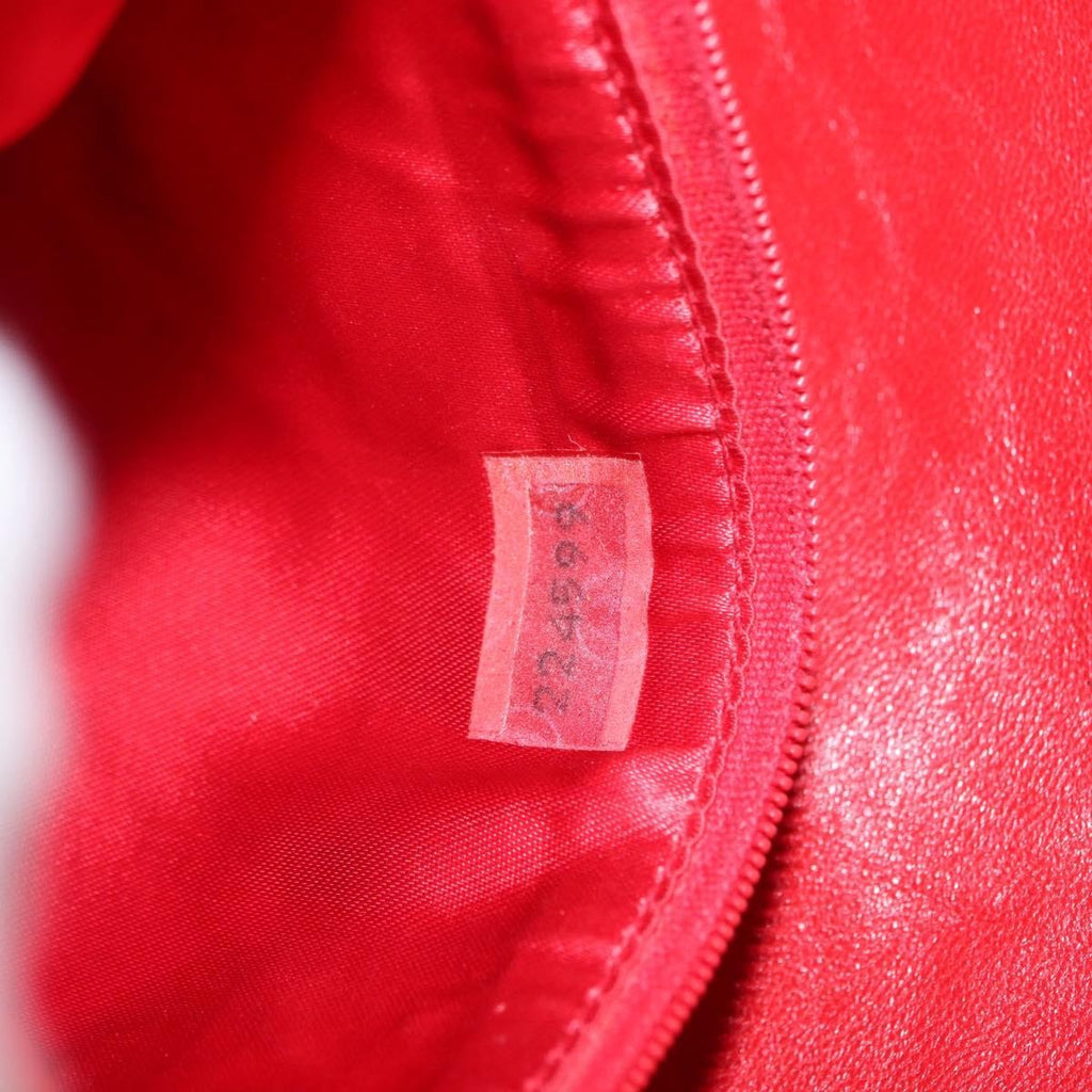 Chanel Camellia Rounded Clutch Satin And Leather Red Leather Shoulder Bag Bag