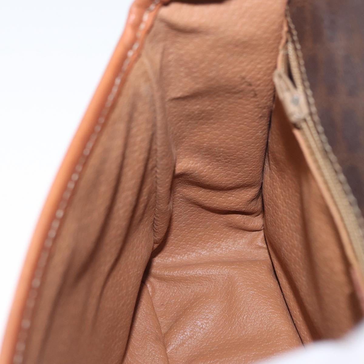 Celine Vintage Macadam Circle Logo Shoulder Bag Canvas And Leather Brown Canvas Shoulder Bag Bag
