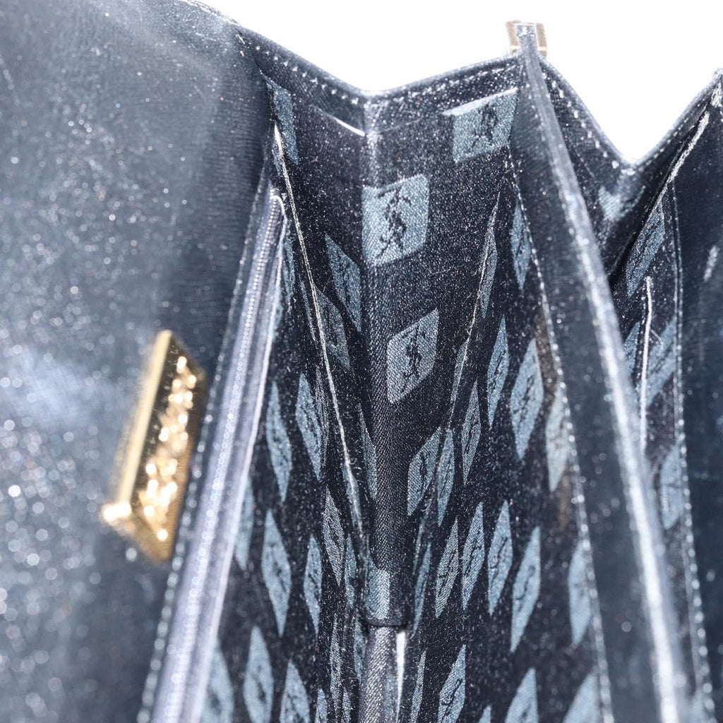 Saint Laurent Vintage Handbag Leather Black Leather Handbag (Pre-Owned)