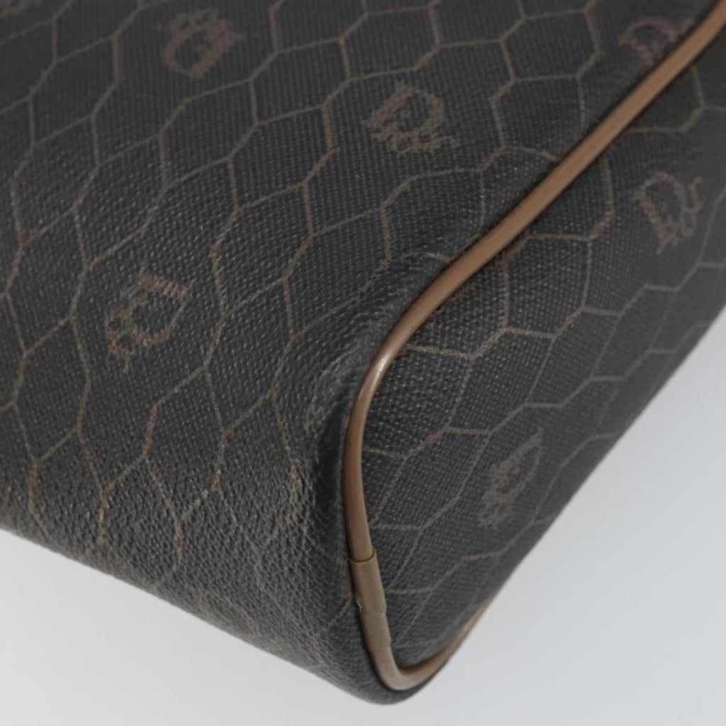 Christian Dior Vintage Honeycomb Zip Pouch Canvas And Leather Black Canvas Clutche & Pouche Bag (Pre-Owned)