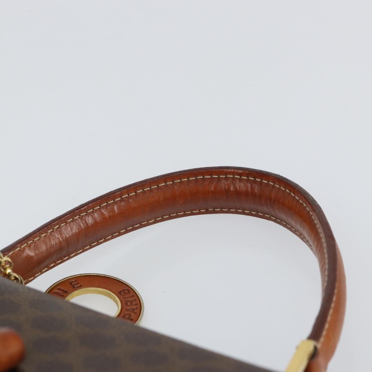 Celine Vintage Convertible Top Handle Bag Macadam Coated Canvas Brown Pvc Handbag