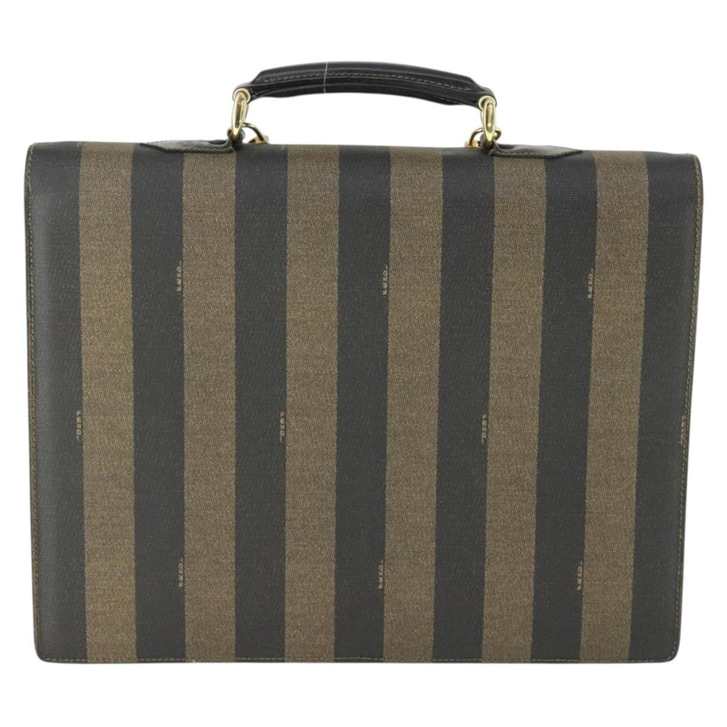 Fendi Vintage Pequin Briefcase Bag Coated Canvas Brown Canvas Briefcase Bag
