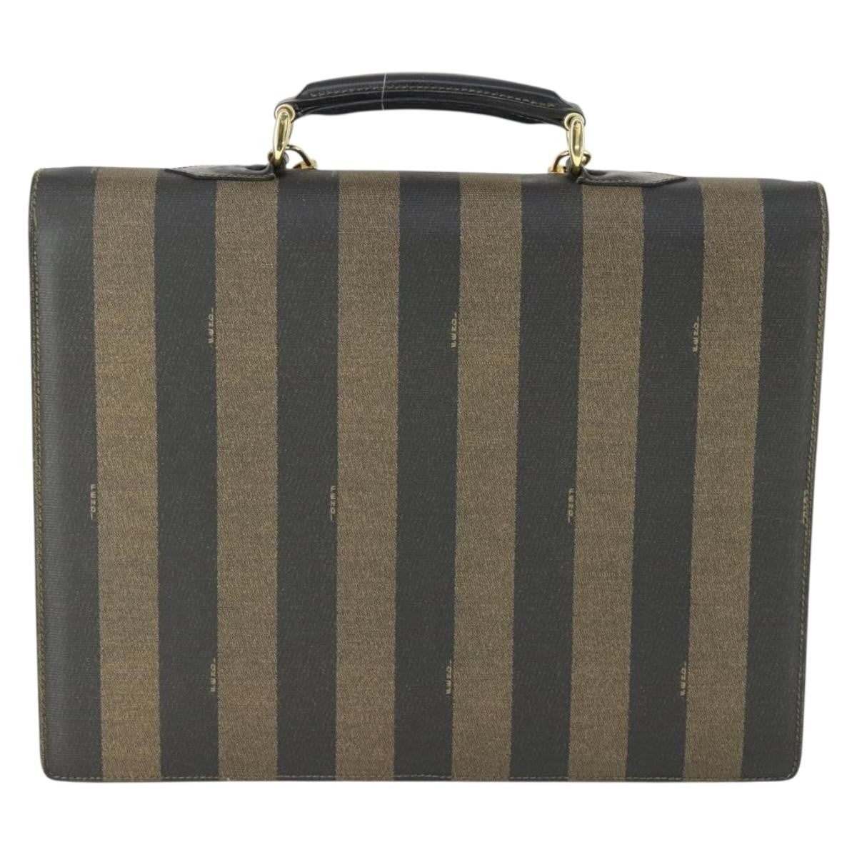 Fendi Vintage Pequin Briefcase Bag Coated Canvas Brown Canvas Briefcase Bag