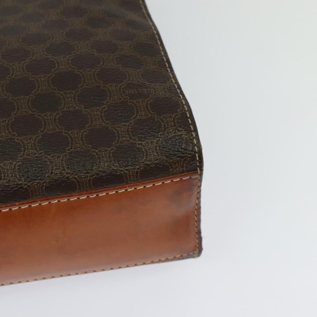 Celine Vintage Macadam Circle Logo Shoulder Bag Canvas And Leather Brown Canvas Shoulder Bag Bag