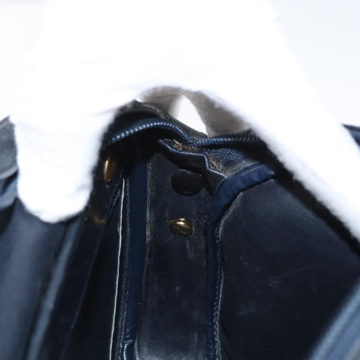 Christian Dior Vintage Shoulder Bag Leather Navy Leather Shoulder Bag Bag (Pre-Owned)