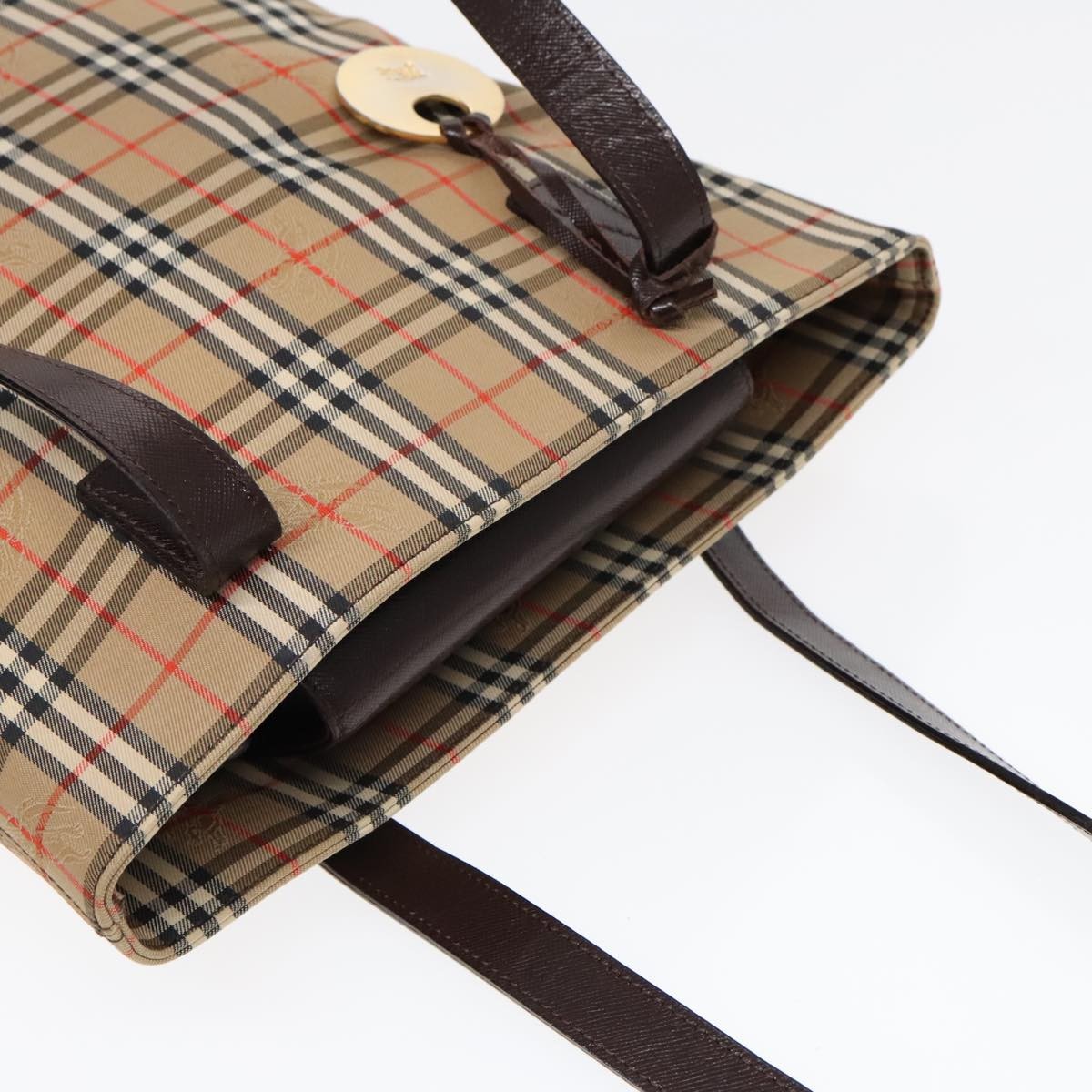 Burberry Nova Check Tote Canvas And Leather Beige Canvas Tote Bag