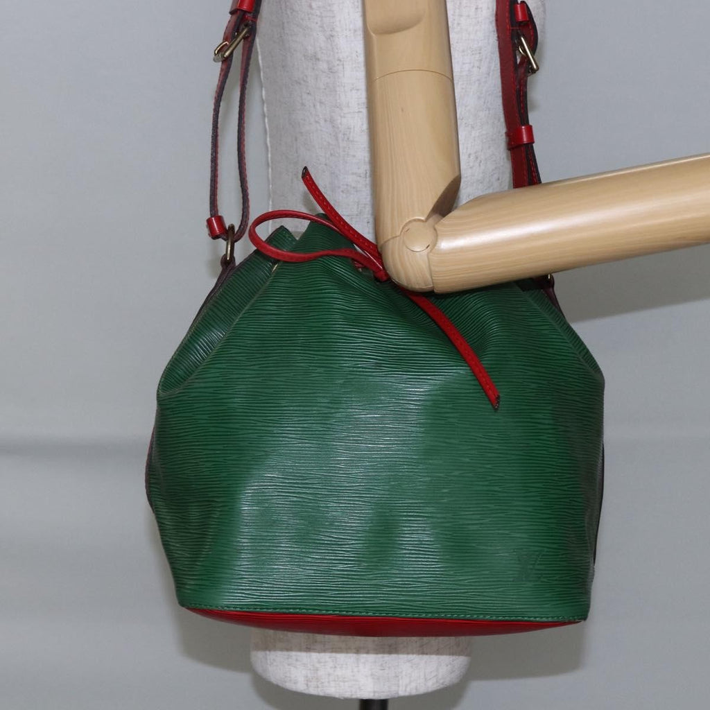 Louis Vuitton Petit Noe Handbag Two Tone Epi Leather Green Leather Bag