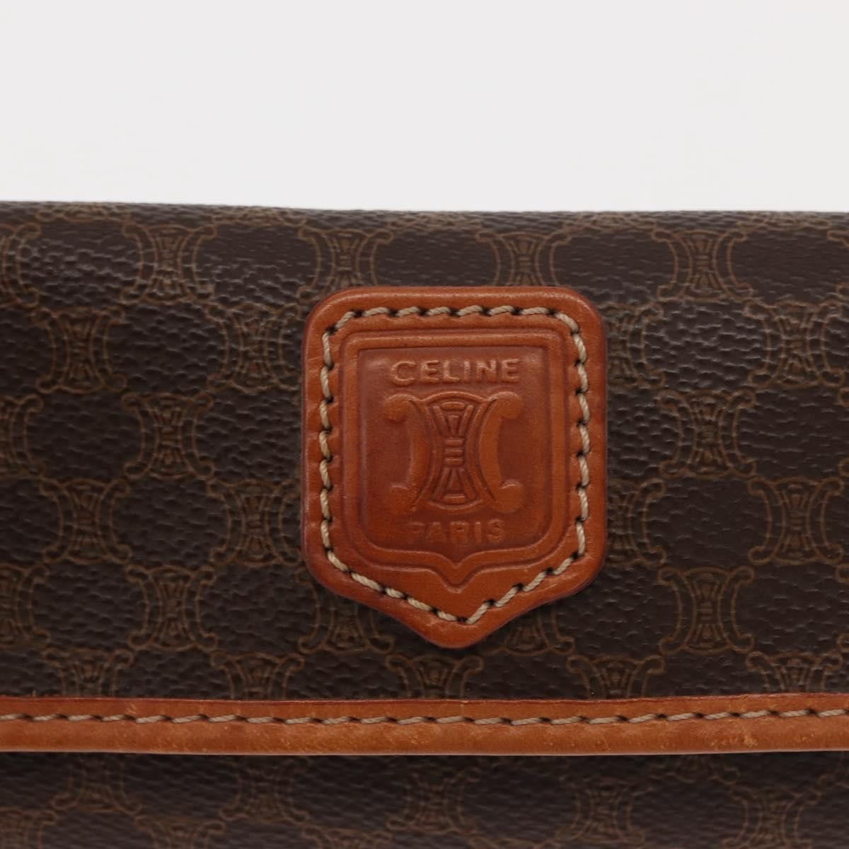 Celine Macadam Pochette Canvas And Leather Brown Canvas Clutche & Pouche Bag