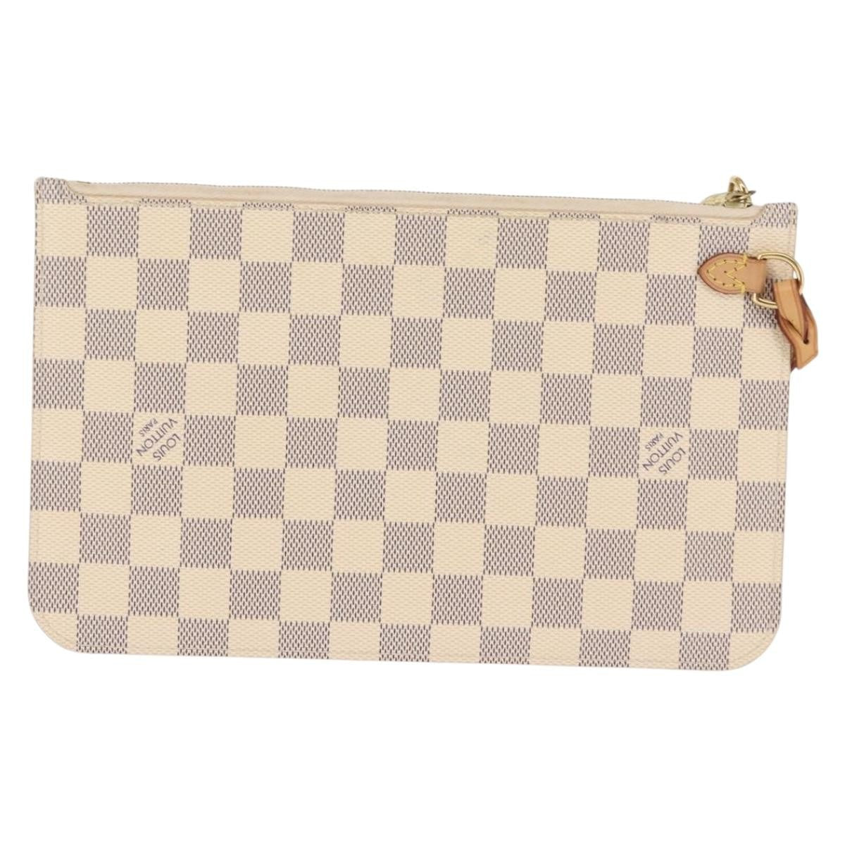 Louis Vuitton Neverfull Pochette Damier White Canvas Clutche & Pouche Bag