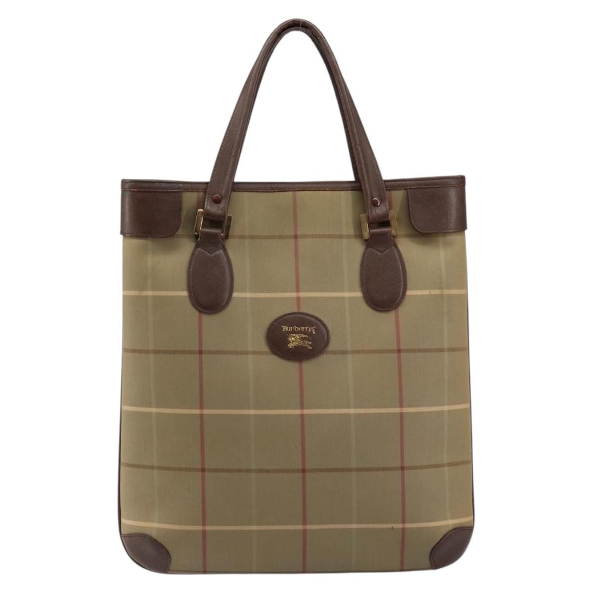 Burberry Nova Check Tote Canvas Check Pattern Beige Canvas Tote Bag