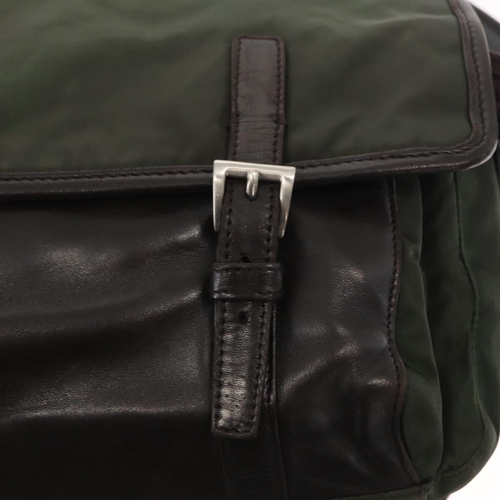 Prada Double Buckle Flap Messenger Bag Tessuto Khaki Nylon Shoulder Bag Bag