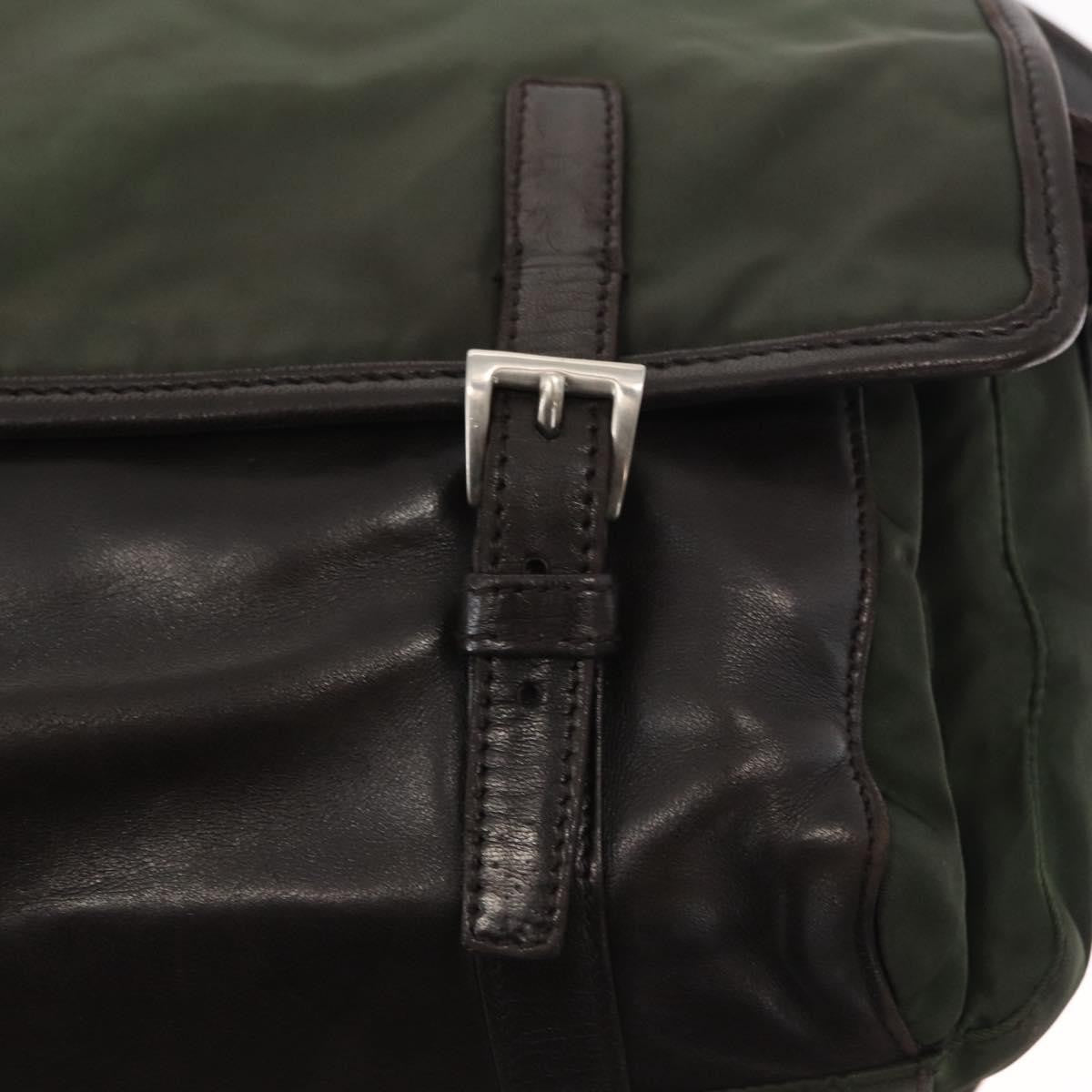 Prada Double Buckle Flap Messenger Bag Tessuto Khaki Nylon Shoulder Bag Bag