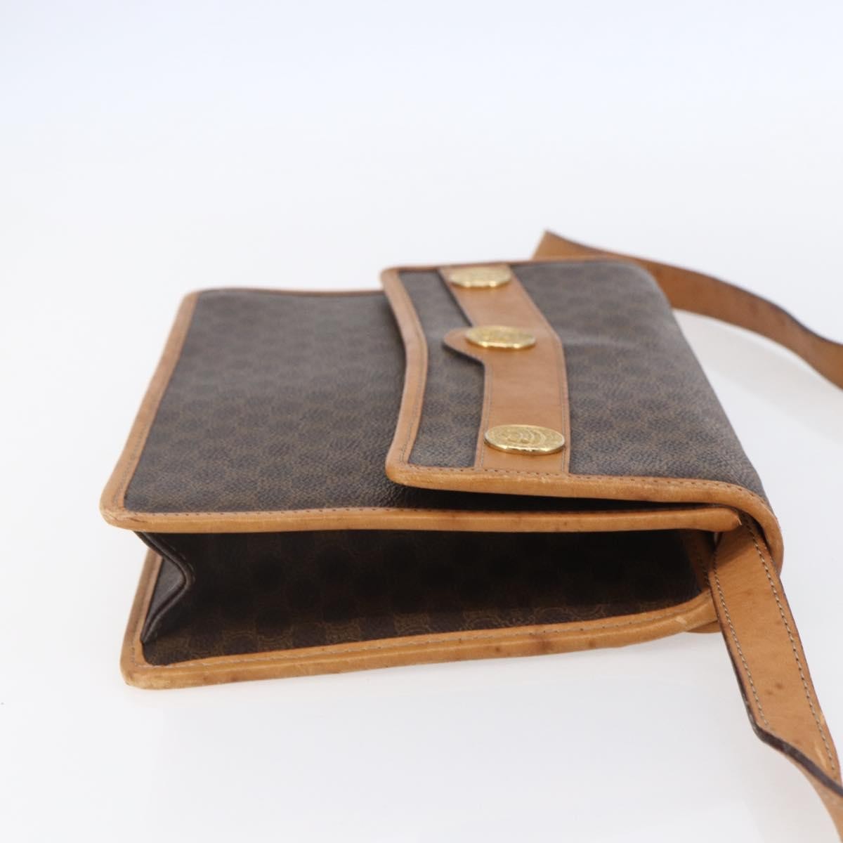 Celine Vintage Macadam Shoulder Bag Canvas And Leather Brown Canvas Shoulder Bag Bag