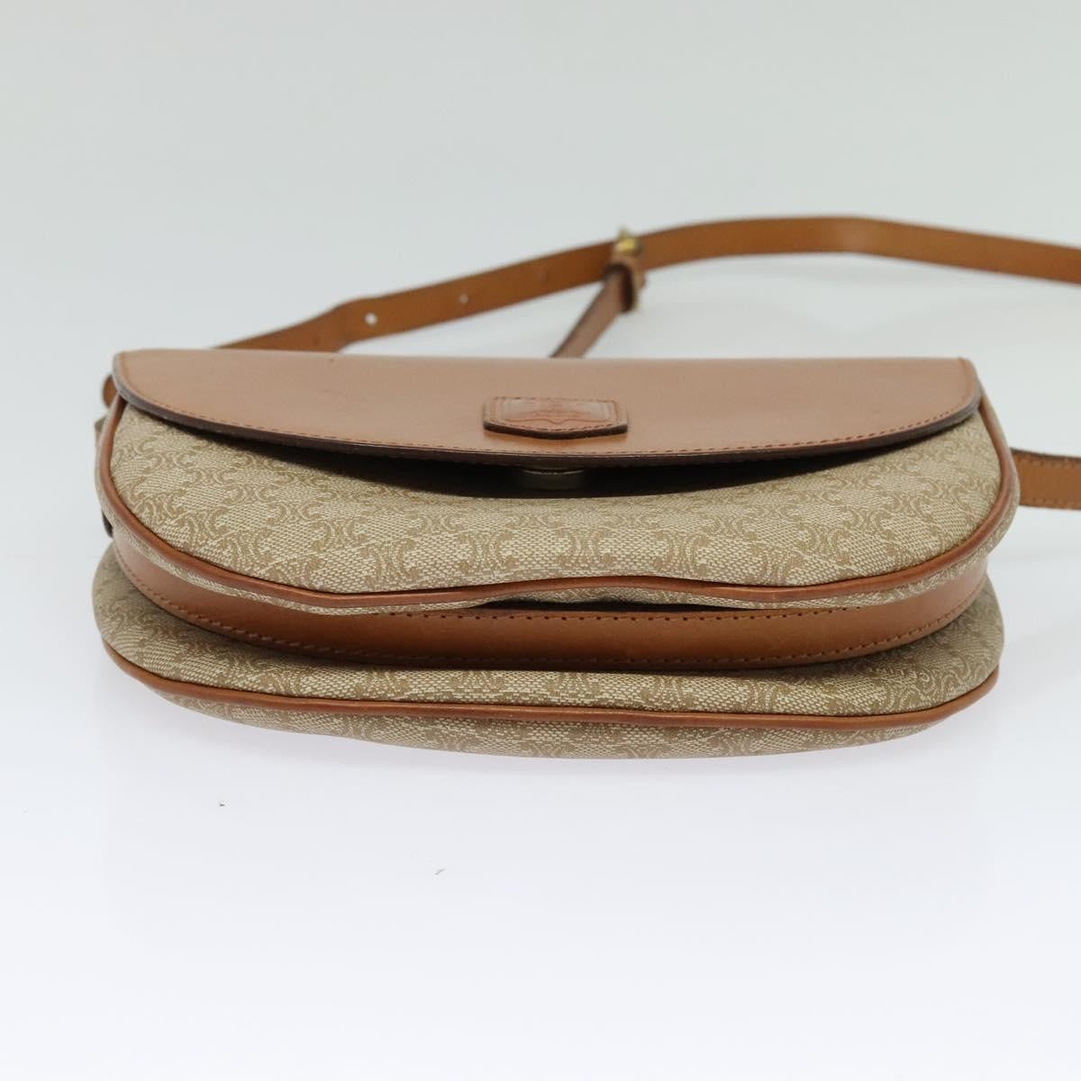 Celine Macadam Shoulder Bag Pvc Leather Beige Canvas Bag