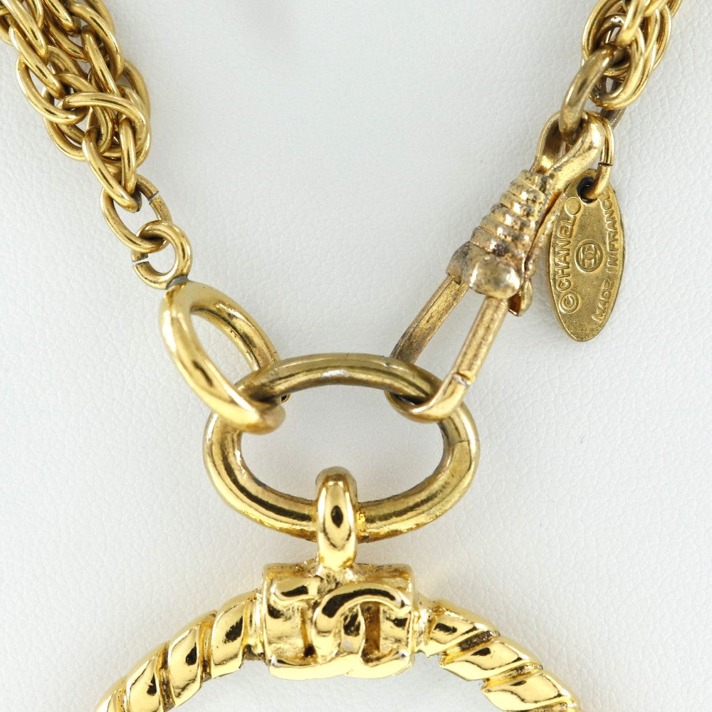 Chanel Vintage Double Cc Pendant Necklace Metal Gold Gold_Plated Jewelry