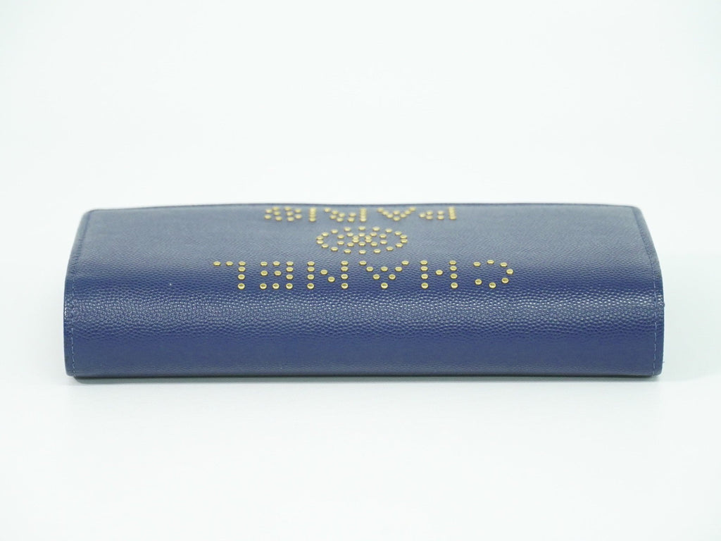 Chanel Deauville Flap Wallet Caviar Navy Leather Wallets Accessory