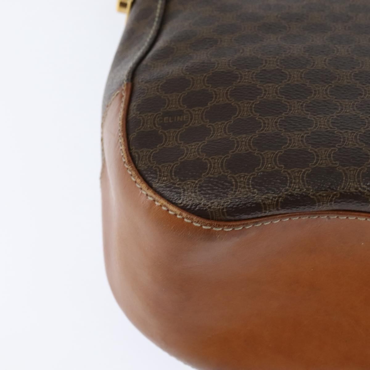 Celine Vintage Macadam Shoulder Bag Canvas And Leather Brown Canvas Shoulder Bag Bag