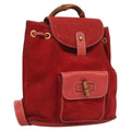 Gucci Vintage Bamboo Backpack Suede Red Suede Backpack Bag (Pre-Owned)