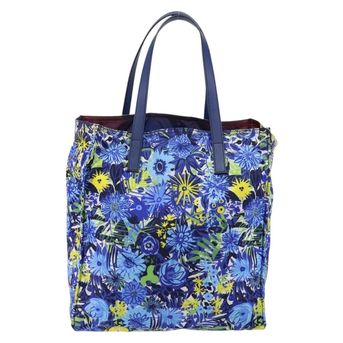 Prada Floreal Tote Printed Tessuto Blue Nylon Tote Bag Bag