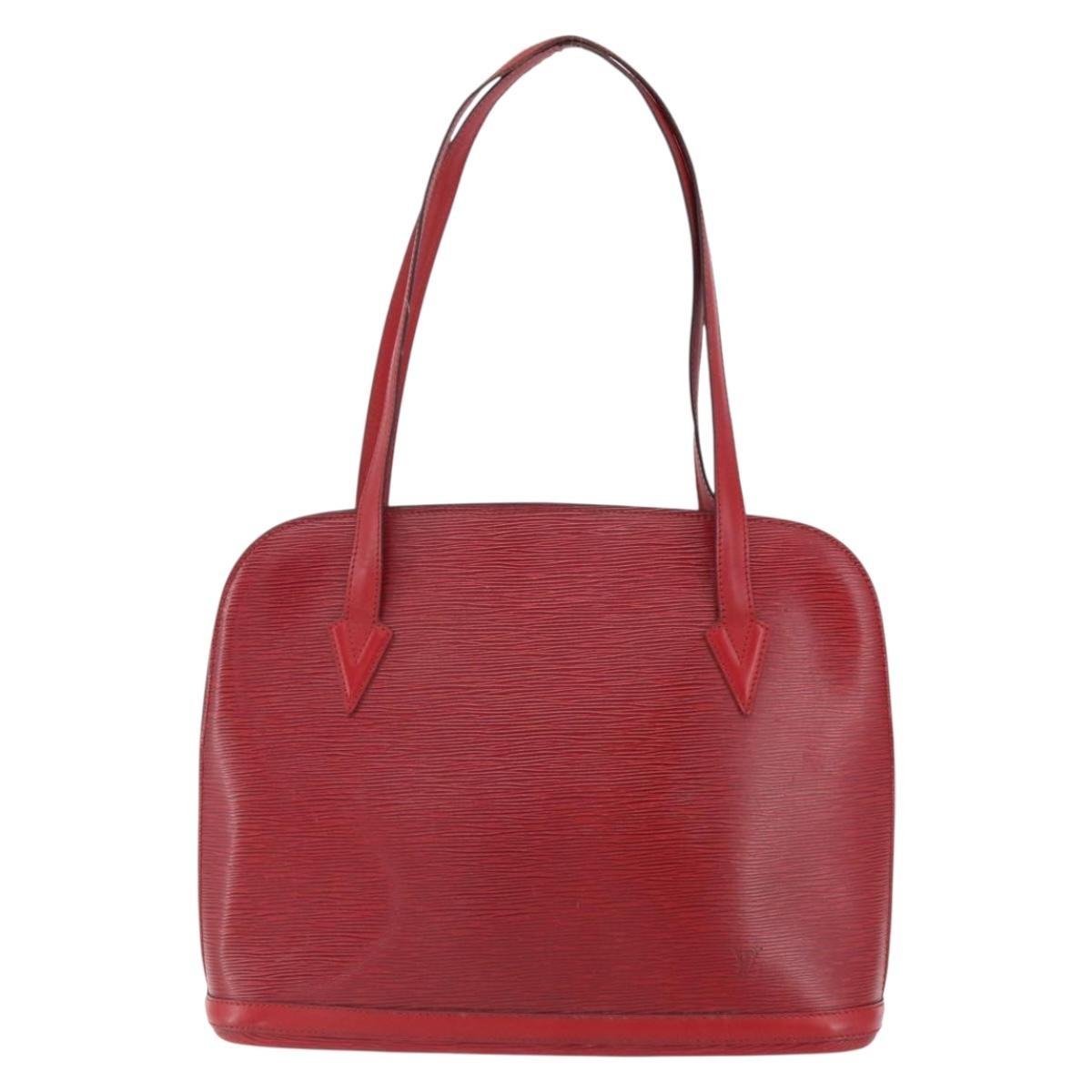 Louis Vuitton Lussac Handbag Epi Leather Red Leather Shoulder Bag