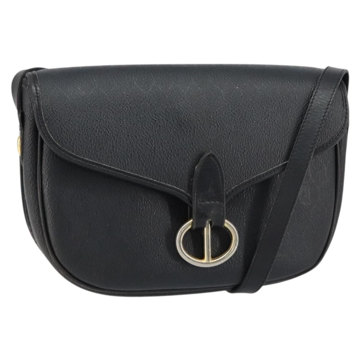 Christian Dior Vintage Honeycomb Flap Crossbody Bag Canvas And Leather Black Canvas Shoulder Bag Bag (Pre-Owned)
